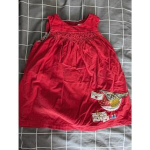Boden Red Robin love letter pinnie dress